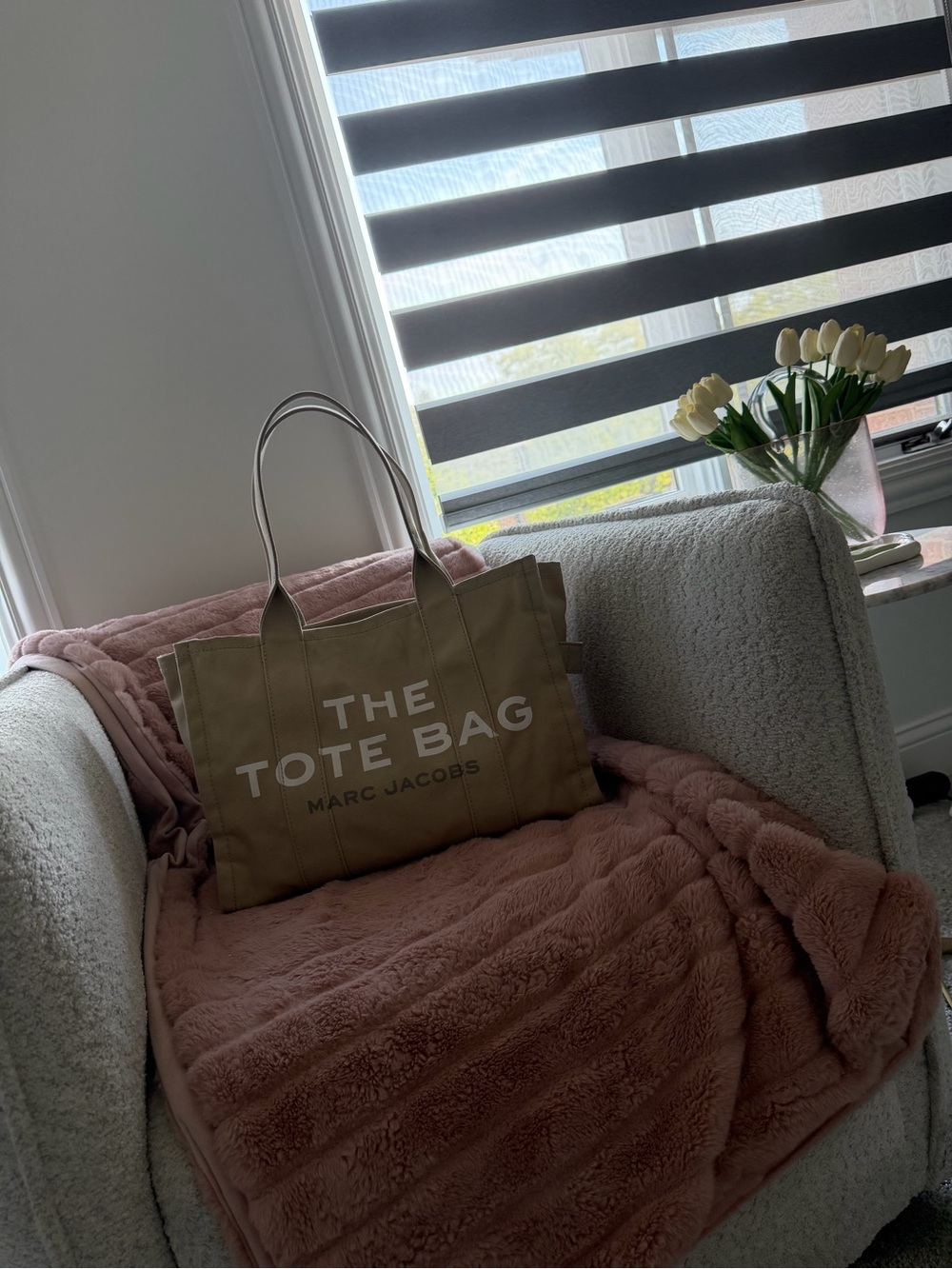Marc Jacobs Olive Green Canvas Tote with White Logo